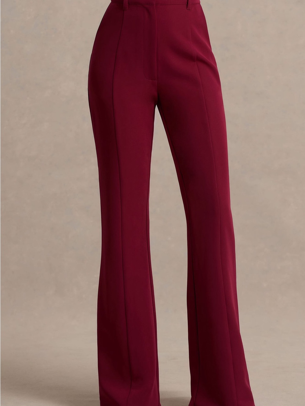 Club L London High-Waist Flared Trousers in Wine